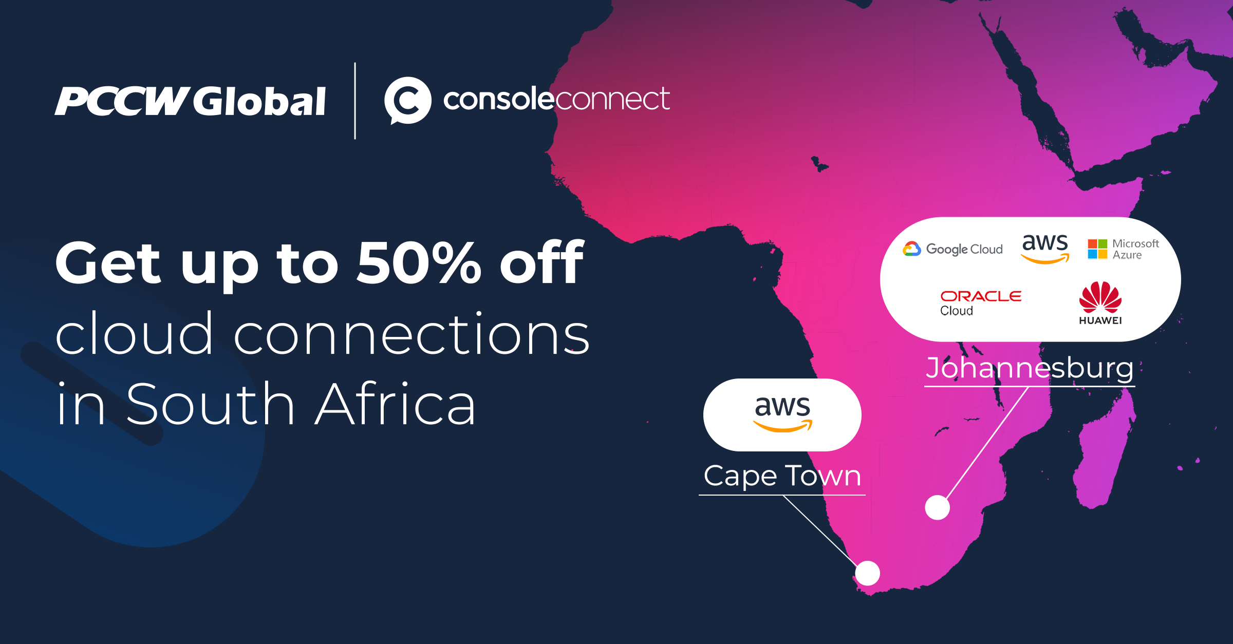 Up to 50% off direct cloud connections in South Africa